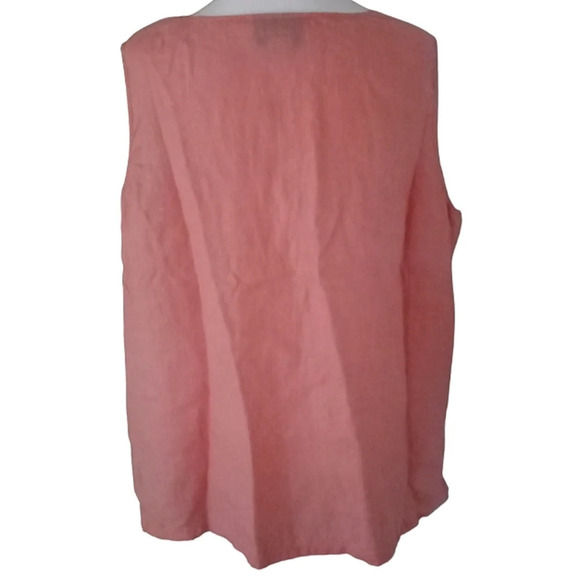 David Dart Coral Color Women's Sleeveless 100% Linen Blouse Size 1X‎ - Picture 4 of 6